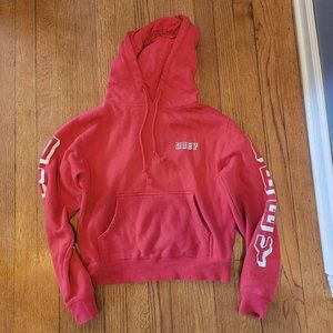 Obey Cropped Red Hoodie Hooded Sweatshirt Small